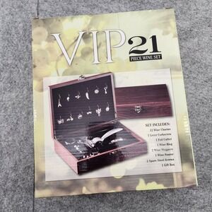 VIP 21 Piece Wine Set Silver Stainless Steel Lever Corkscrew Charms Gift Box Set